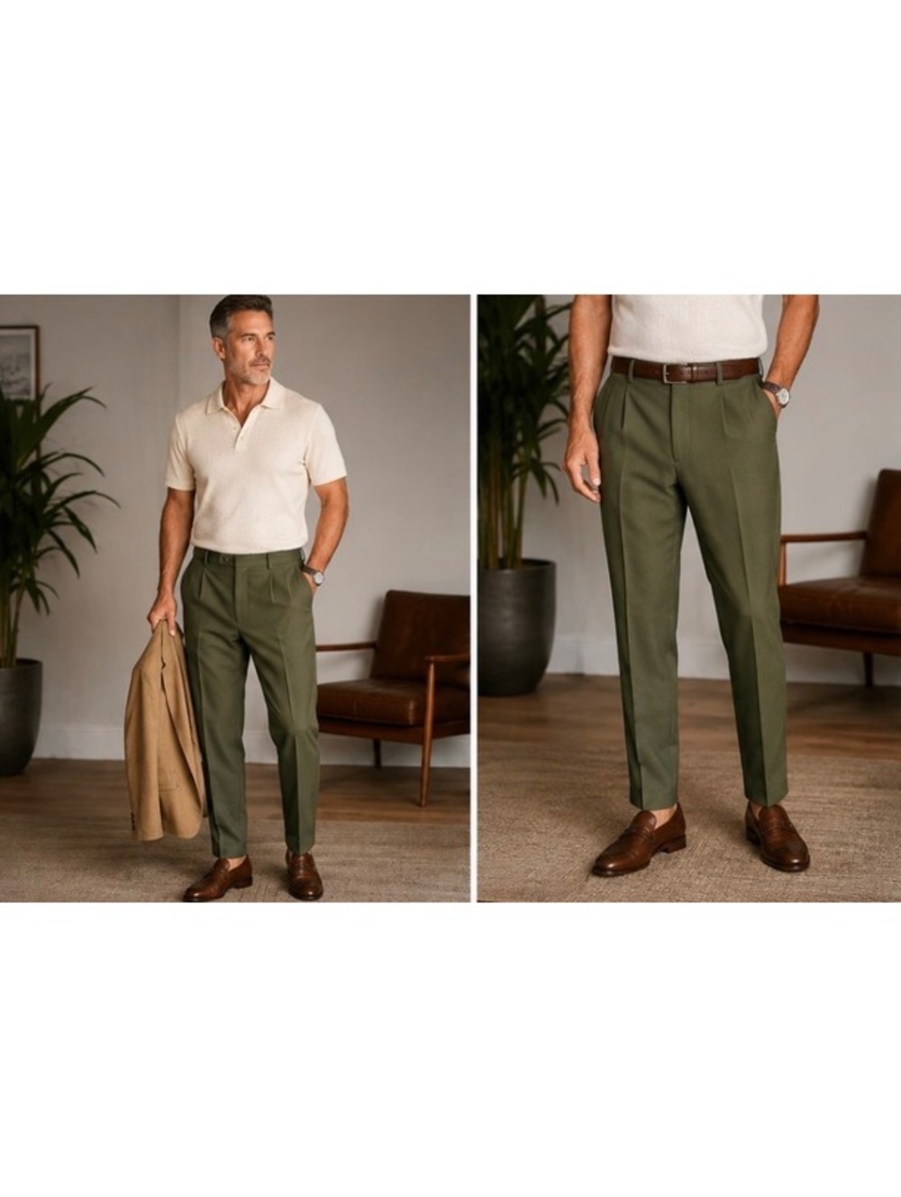 HUGO by Hugo Boss Men’s Harly243F1 Modern Fit Wool Blend Pants Olive 32R NWT